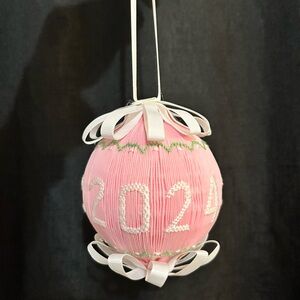 Pink 2024 Ornament with Ribbon Accents